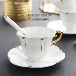 Feast u0026 Flair Küche & Esszimmer-Teeservice aus Bone China – Elegante Kaffeekanne aus Porzellan, Milchkännchen, Zuckerdose