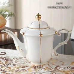 Feast u0026 Flair Küche & Esszimmer-Teeservice aus Bone China – Elegante Kaffeekanne aus Porzellan, Milchkännchen, Zuckerdose