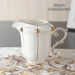 Feast u0026 Flair Küche & Esszimmer-Teeservice aus Bone China – Elegante Kaffeekanne aus Porzellan, Milchkännchen, Zuckerdose