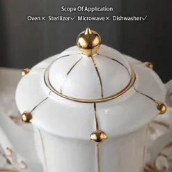 Feast u0026 Flair Küche & Esszimmer-Teeservice aus Bone China – Elegante Kaffeekanne aus Porzellan, Milchkännchen, Zuckerdose