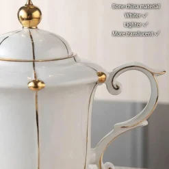 Feast u0026 Flair Küche & Esszimmer-Teeservice aus Bone China – Elegante Kaffeekanne aus Porzellan, Milchkännchen, Zuckerdose