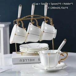 Feast u0026 Flair Küche & Esszimmer-Teeservice aus Bone China – Elegante Kaffeekanne aus Porzellan, Milchkännchen, Zuckerdose