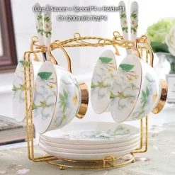 Feast u0026 Flair Küche & Esszimmer-Teeservice „Camellia“ aus Bone China – Teekanne und Tassen aus Porzellan, Zuckerdose