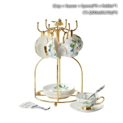 Feast u0026 Flair Küche & Esszimmer-Teeservice „Camellia“ aus Bone China – Teekanne und Tassen aus Porzellan, Zuckerdose