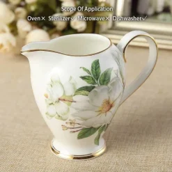 Feast u0026 Flair Küche & Esszimmer-Teeservice „Camellia“ aus Bone China – Teekanne und Tassen aus Porzellan, Zuckerdose