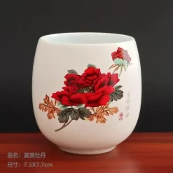 Plates u0026 More Küche & Esszimmer-Teetasse aus Keramik – Kung-Fu-Trinkgeschirr aus weißem Porzellan mit Henkel