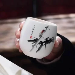 Plates u0026 More Küche & Esszimmer-Teetasse aus Keramik – Kung-Fu-Trinkgeschirr aus weißem Porzellan mit Henkel