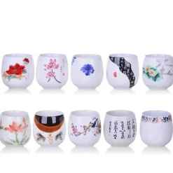 Plates u0026 More Küche & Esszimmer-Teetasse aus Keramik – Kung-Fu-Trinkgeschirr aus weißem Porzellan mit Henkel