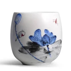 Plates u0026 More Küche & Esszimmer-Teetasse aus Keramik – Kung-Fu-Trinkgeschirr aus weißem Porzellan mit Henkel