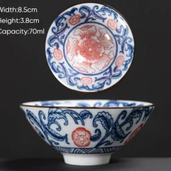 Plates u0026 More Küche & Esszimmer-Teetasse aus Keramik – Sake-Tasse aus blau-weißem Porzellan