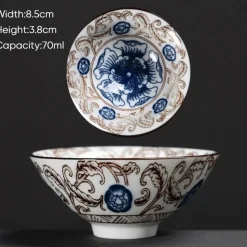 Plates u0026 More Küche & Esszimmer-Teetasse aus Keramik – Sake-Tasse aus blau-weißem Porzellan