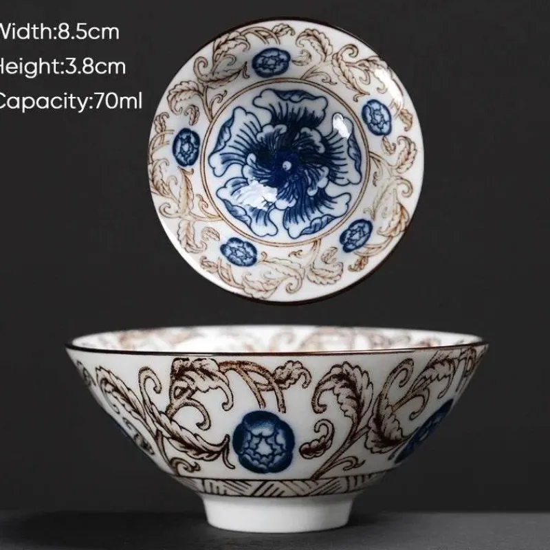 Plates u0026 More Küche & Esszimmer-Teetasse aus Keramik – Sake-Tasse aus blau-weißem Porzellan