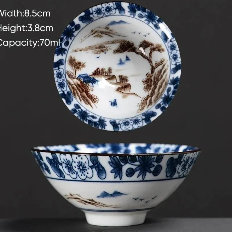 Plates u0026 More Küche & Esszimmer-Teetasse aus Keramik – Sake-Tasse aus blau-weißem Porzellan