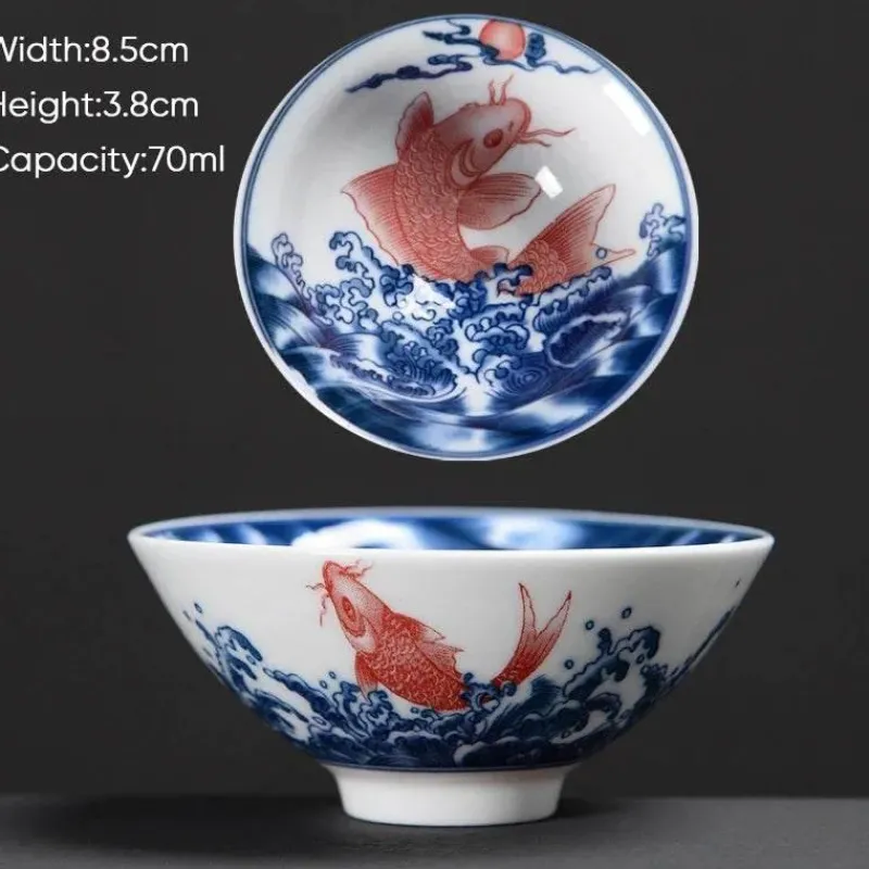 Plates u0026 More Küche & Esszimmer-Teetasse aus Keramik – Sake-Tasse aus blau-weißem Porzellan