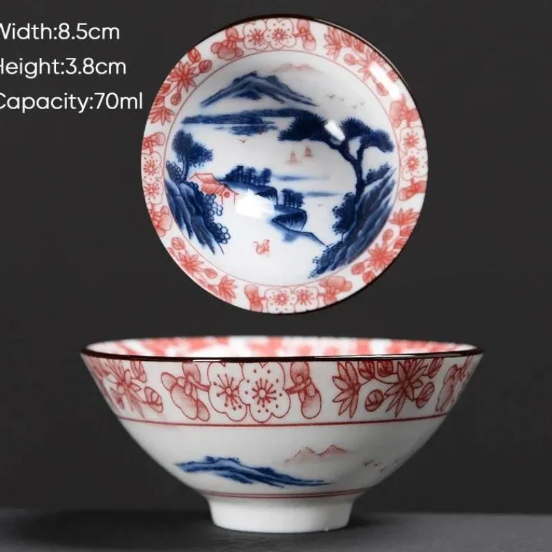 Plates u0026 More Küche & Esszimmer-Teetasse aus Keramik – Sake-Tasse aus blau-weißem Porzellan