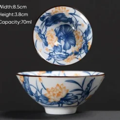 Plates u0026 More Küche & Esszimmer-Teetasse aus Keramik – Sake-Tasse aus blau-weißem Porzellan