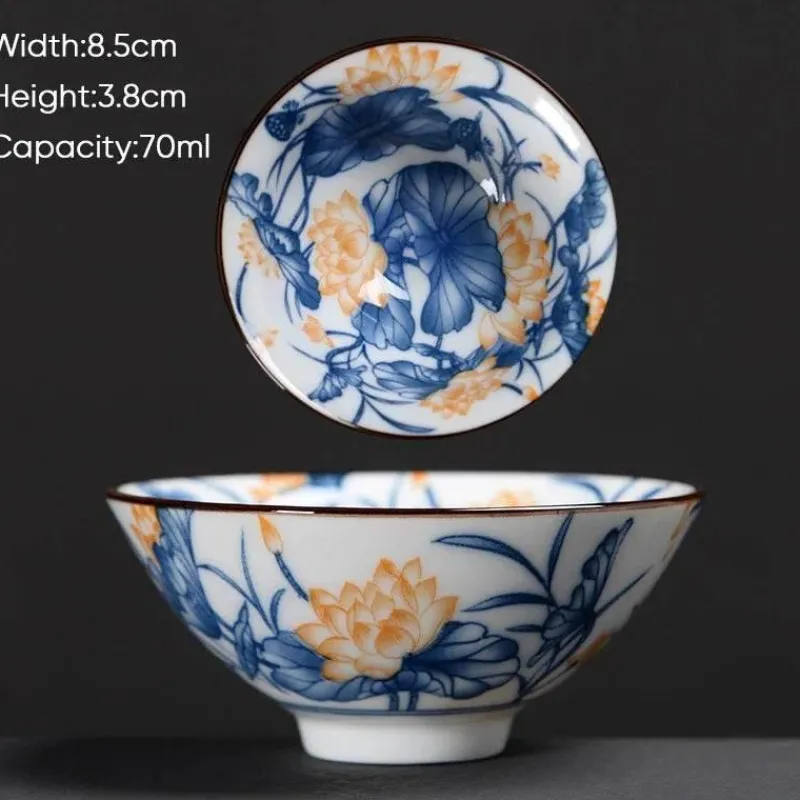 Plates u0026 More Küche & Esszimmer-Teetasse aus Keramik – Sake-Tasse aus blau-weißem Porzellan