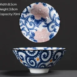 Plates u0026 More Küche & Esszimmer-Teetasse aus Keramik – Sake-Tasse aus blau-weißem Porzellan