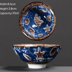 Plates u0026 More Küche & Esszimmer-Teetasse aus Keramik – Sake-Tasse aus blau-weißem Porzellan