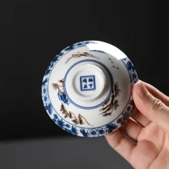 Plates u0026 More Küche & Esszimmer-Teetasse aus Keramik – Sake-Tasse aus blau-weißem Porzellan