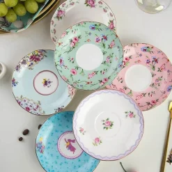 Feast u0026 Flair Küche & Esszimmer-Teetassen-Set aus Bone China mit Blumenmuster – 180 ml Nachmittagsteetassen