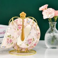 Plates u0026 More Küche & Esszimmer-Teetassen-Set aus Bone China – 2-teilig, Blumenmuster, Porzellan, Kaffeetasse, Geschenk, 200 ml