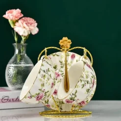 Plates u0026 More Küche & Esszimmer-Teetassen-Set aus Bone China – 2-teilig, Blumenmuster, Porzellan, Kaffeetasse, Geschenk, 200 ml