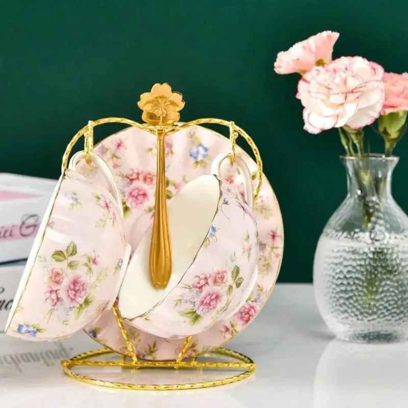 Plates u0026 More Küche & Esszimmer-Teetassen-Set aus Bone China – 2-teilig, Blumenmuster, Porzellan, Kaffeetasse, Geschenk, 200 ml