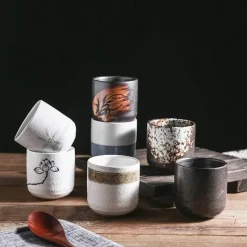 Elegance at the Table Küche & Esszimmer-Teetassen-Set aus grober Keramik – 250 ml Kaffeetassen