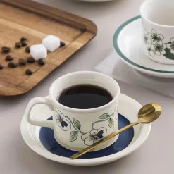 Plates u0026 More Küche & Esszimmer-Teetassen-Set aus Keramik – Nordischer Porzellanbecher mit Löffel und Untertasse