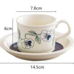 Plates u0026 More Küche & Esszimmer-Teetassen-Set aus Keramik – Nordischer Porzellanbecher mit Löffel und Untertasse