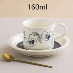 Plates u0026 More Küche & Esszimmer-Teetassen-Set aus Keramik – Nordischer Porzellanbecher mit Löffel und Untertasse