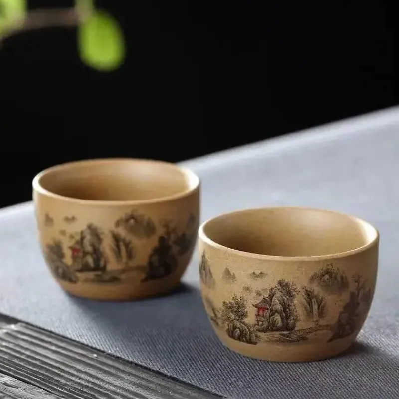 Plates u0026 More Küche & Esszimmer-Teetassen-Set aus Keramik – handbemalt, japanisch-chinesischer Puer-Stil