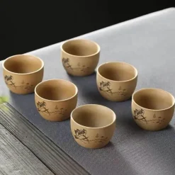 Plates u0026 More Küche & Esszimmer-Teetassen-Set aus Keramik – handbemalt, japanisch-chinesischer Puer-Stil