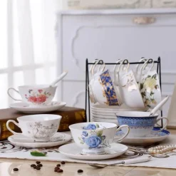 Feast u0026 Flair Küche & Esszimmer-Teetassen-Set aus Keramik – elegante Kaffeetassen aus britischem Porzellan, 200 ml