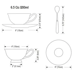 Feast u0026 Flair Küche & Esszimmer-Teetassen-Set aus Keramik – elegante Kaffeetassen aus britischem Porzellan, 200 ml