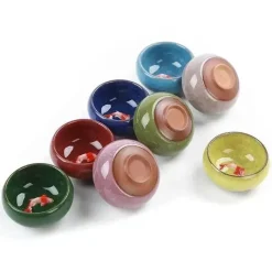 Plates u0026 More Küche & Esszimmer-Teetassen-Set aus Keramik mit goldenem Fisch – chinesisches Jingdezhen-Design