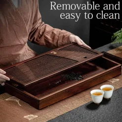 Brew Bliss Küche & Esszimmer-Teezeremonie-Tablett aus Bambus – Teeservice-Zubehör aus Massivholz