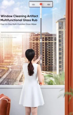 The Blissful Bath Badezimmer-Teleskop-Fensterschaberbürste – verstellbarer Reiniger mit langem Griff