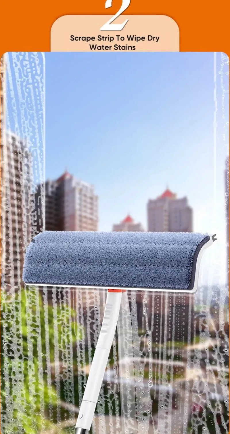 The Blissful Bath Badezimmer-Teleskop-Fensterschaberbürste – verstellbarer Reiniger mit langem Griff