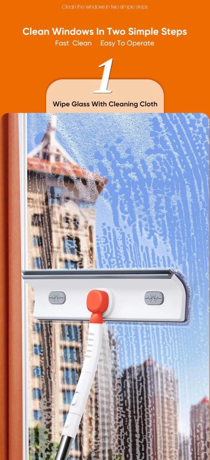 The Blissful Bath Badezimmer-Teleskop-Fensterschaberbürste – verstellbarer Reiniger mit langem Griff