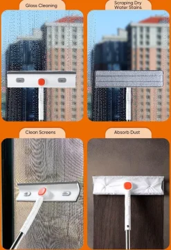 The Blissful Bath Badezimmer-Teleskop-Fensterschaberbürste – verstellbarer Reiniger mit langem Griff