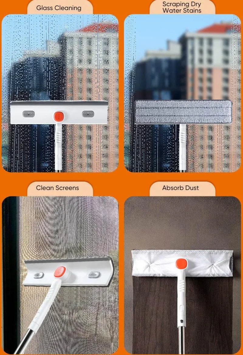 The Blissful Bath Badezimmer-Teleskop-Fensterschaberbürste – verstellbarer Reiniger mit langem Griff