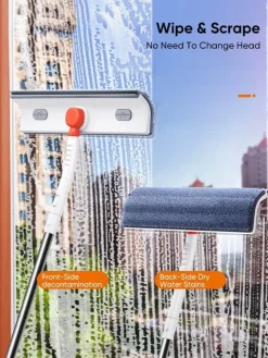 The Blissful Bath Badezimmer-Teleskop-Fensterschaberbürste – verstellbarer Reiniger mit langem Griff