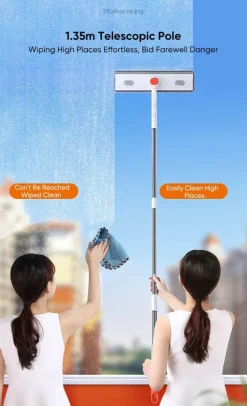 The Blissful Bath Badezimmer-Teleskop-Fensterschaberbürste – verstellbarer Reiniger mit langem Griff