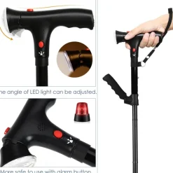 Decor Mobilitäts- Und Support-Tools-Teleskop-LED-Gehstock - Sicherheitsalarmstock