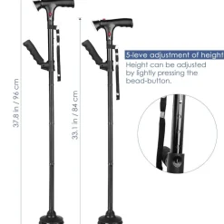 Decor Mobilitäts- Und Support-Tools-Teleskop-LED-Gehstock - Sicherheitsalarmstock