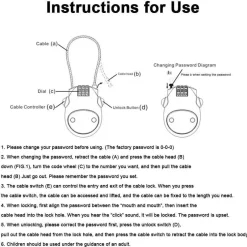 Wilderness Haven Fahrräder & Verkehr|Outdoor-Artikel-Teleskop-Stahldrahtschloss - Hochleistungs-Codeschloss