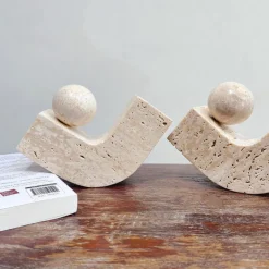 Tom Wohndeko-Teravon Balance Ball Stone Accent – Natural Travertine Décor