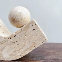 Tom Wohndeko-Teravon Balance Ball Stone Accent – Natural Travertine Décor